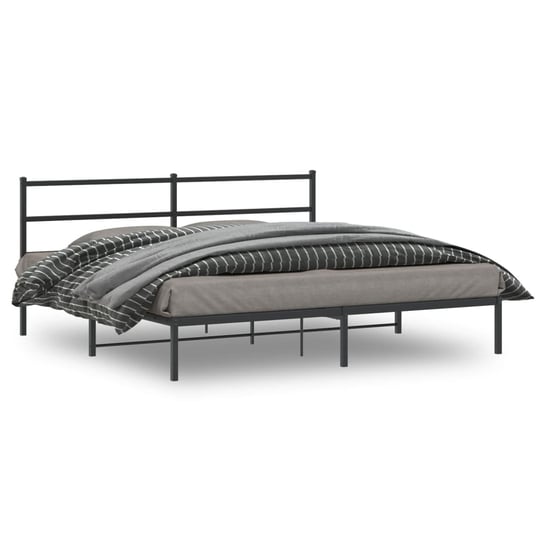 vidaXL Metalowa rama łóżka z wezgłowiem, czarna, 200x200 cm vidaXL