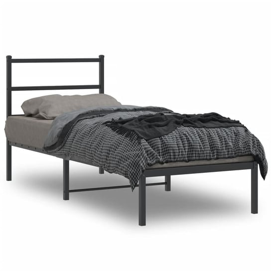 vidaXL Metalowa rama łóżka z wezgłowiem, czarna, 75x190 cm vidaXL