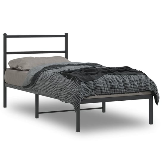 vidaXL Metalowa rama łóżka z wezgłowiem, czarna, 90x190 cm vidaXL