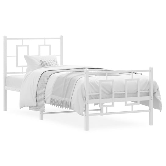 vidaXL Metalowa rama łóżka z wezgłowiem i zanóżkiem, biała, 80x200 cm vidaXL