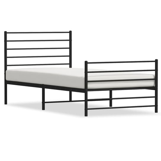 vidaXL Metalowa rama łóżka z wezgłowiem i zanóżkiem, czarna, 107x203cm vidaXL