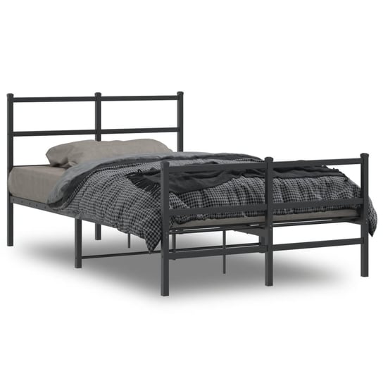vidaXL Metalowa rama łóżka z wezgłowiem i zanóżkiem, czarna, 120x200cm vidaXL