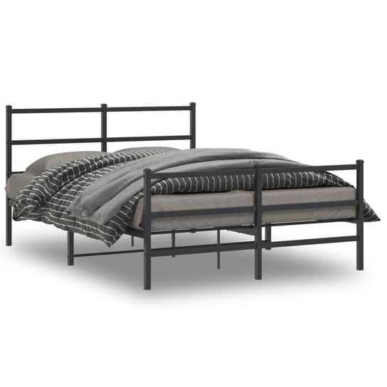 vidaXL Metalowa rama łóżka z wezgłowiem i zanóżkiem, czarna, 140x200cm vidaXL