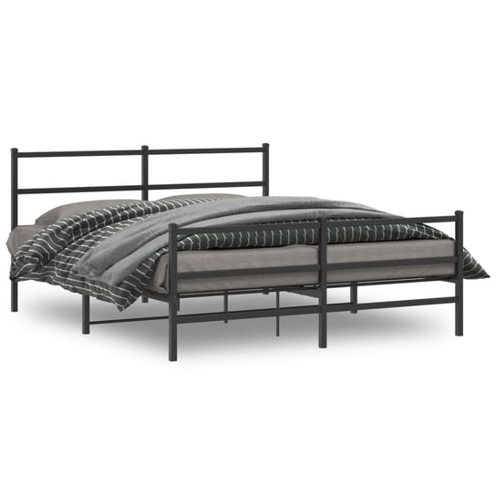 vidaXL Metalowa rama łóżka z wezgłowiem i zanóżkiem, czarna, 160x200cm vidaXL