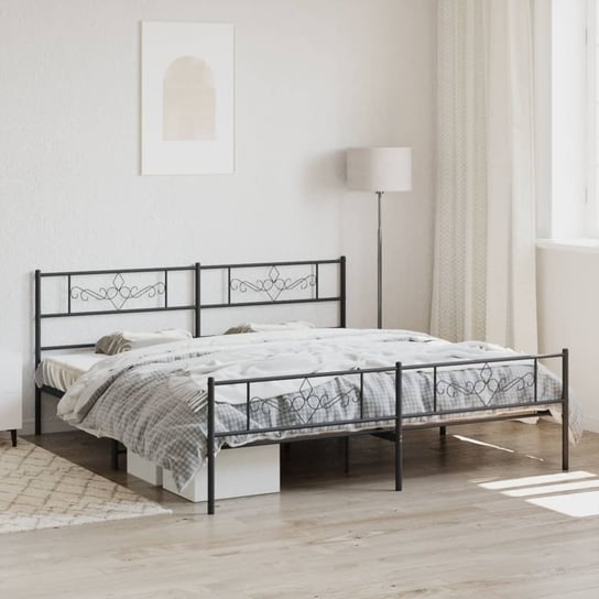 vidaXL Metalowa rama łóżka z wezgłowiem i zanóżkiem, czarna, 183x213cm vidaXL