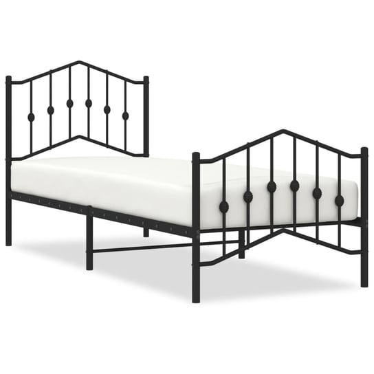 vidaXL Metalowa rama łóżka z wezgłowiem i zanóżkiem, czarna, 90x190 cm vidaXL