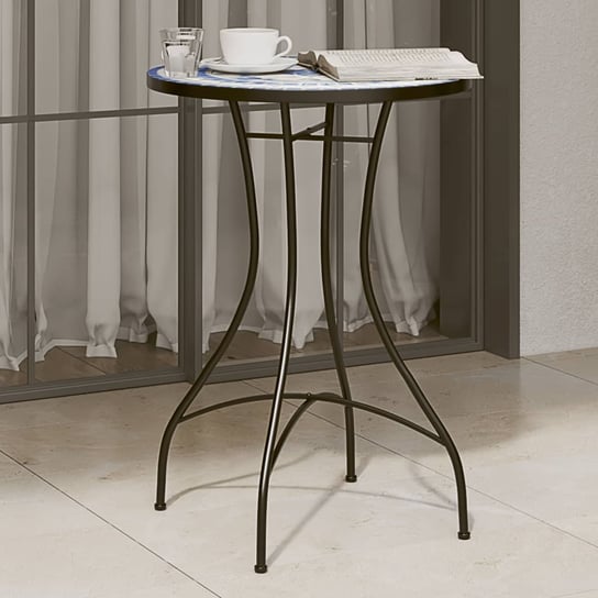 vidaXL Mozaikowy stolik bistro, niebiesko-biały, Ø50x70 cm, ceramiczny vidaXL