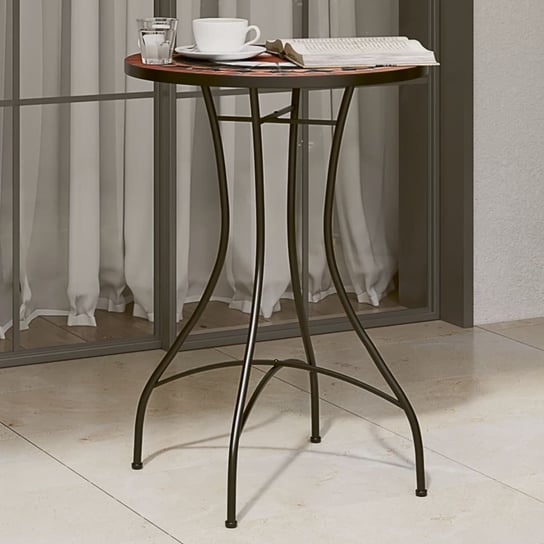 vidaXL Mozaikowy stolik bistro, terakotowo-biały Ø50x70 cm, ceramiczny vidaXL