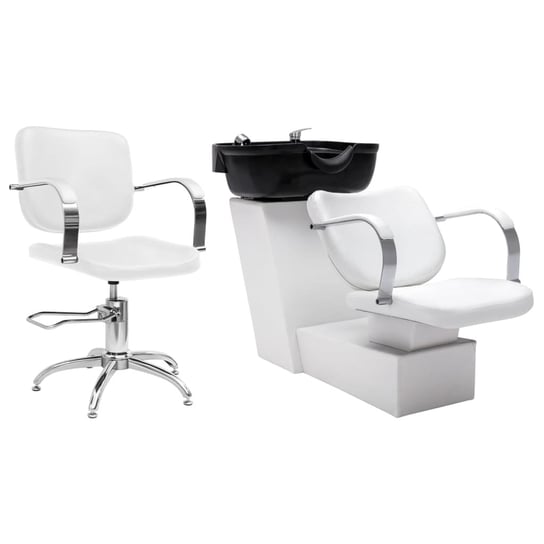 vidaXL, Myjka i krzesło fryzjerskie, sztuczna skóra vidaXL
