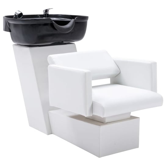vidaXL Myjnia fryzjerska, fotel z umywalką, biało-czarna, 129x59x82 cm vidaXL