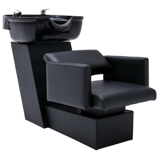 vidaXL Myjnia fryzjerska, fotel z umywalką, czarna, 129x59x82 cm vidaXL