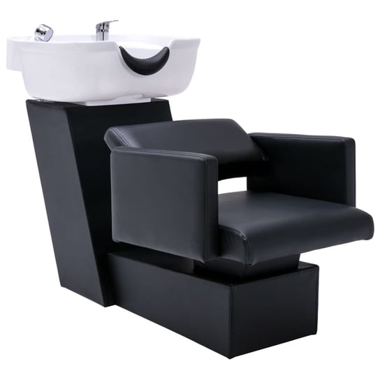 vidaXL Myjnia fryzjerska, fotel z umywalką, czarno-biała, 129x59x82 cm vidaXL