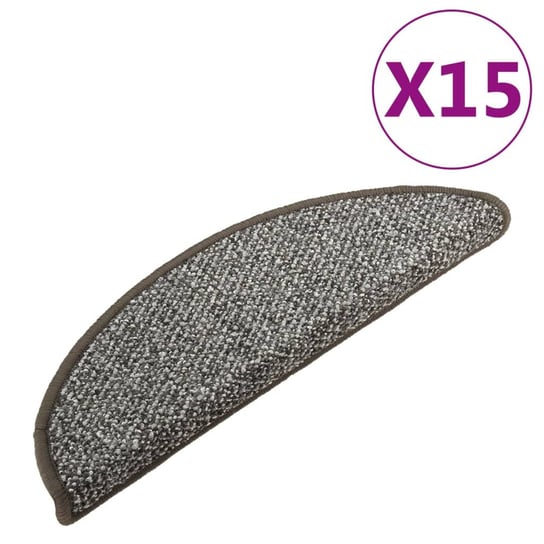vidaXL Nakładki dywanowe na schody, 15 szt., ciemnoszare, 56x20 cm vidaXL