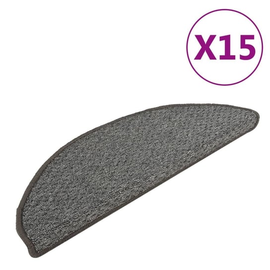 vidaXL Nakładki dywanowe na schody, 15 szt., ciemnoszare, 65x25 cm vidaXL