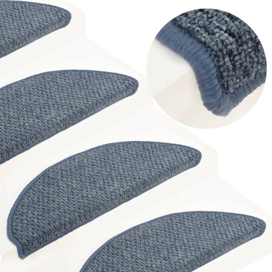 vidaXL Nakładki dywanowe na schody, 15 szt., niebieskie, 65x25 cm vidaXL