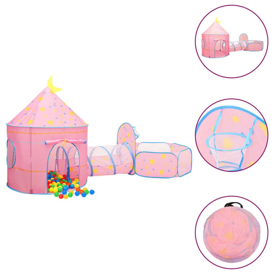 vidaXL Namiot do zabawy z 250 piłeczkami, różowy, 301x120x128 cm vidaXL