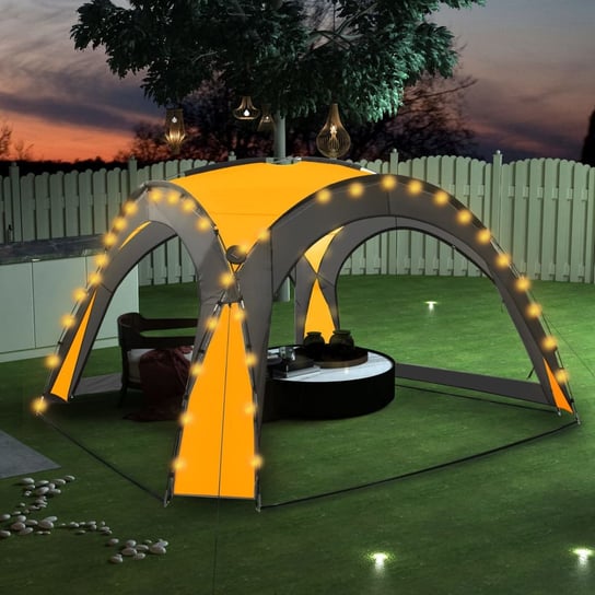 vidaXL Namiot imprezowy z LED i 4 ściankami, 3,6x3,6x2,3 m, żółty vidaXL