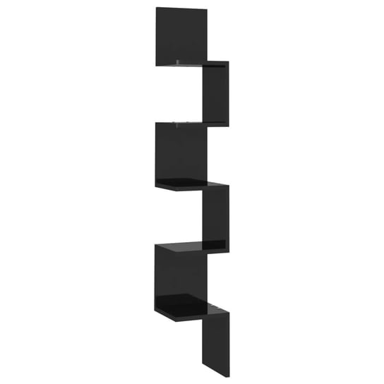 vidaXL Narożna półka ścienna, czarna, wysoki połysk, 20x20x127,5 cm vidaXL
