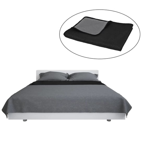 vidaXL, Narzuta na łóżko dwustronna, pikowana, 170x210 cm, czarny vidaXL