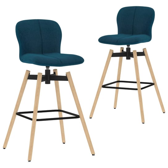 vidaXL Obrotowe krzesła barowe, 2 szt., niebieskie, obite tkaniną vidaXL