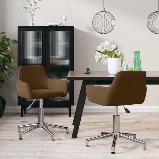vidaXL Obrotowe krzesła stołowe, 2 szt., brązowe, aksamitne vidaXL