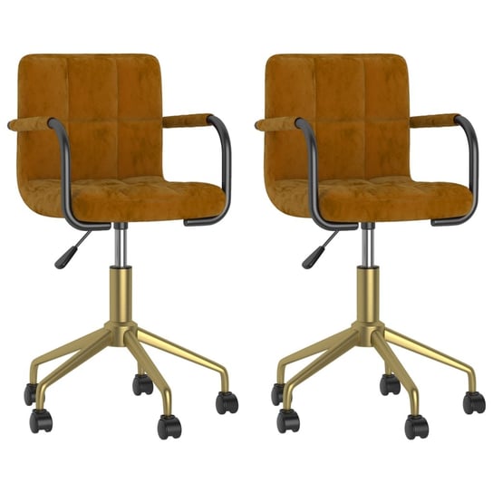 vidaXL Obrotowe krzesła stołowe, 2 szt., brązowe, obite aksamitem vidaXL