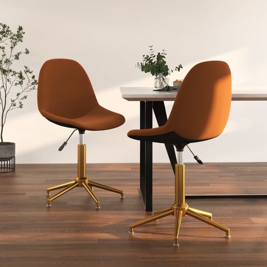 vidaXL Obrotowe krzesła stołowe, 2 szt., brązowe, obite aksamitem vidaXL