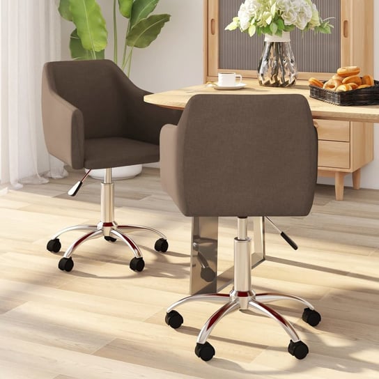 vidaXL Obrotowe krzesła stołowe, 2 szt., brązowe, obite tkaniną vidaXL
