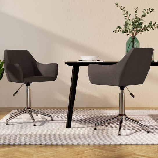 vidaXL Obrotowe krzesła stołowe, 2 szt., ciemnobrązowe, obite tkaniną vidaXL