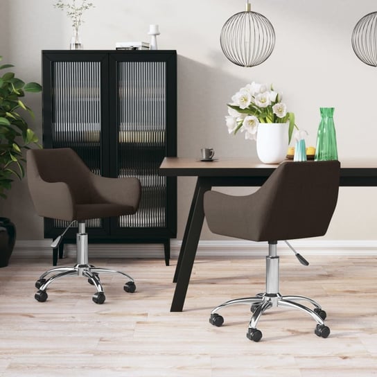 vidaXL Obrotowe krzesła stołowe, 2 szt., ciemnobrązowe, obite tkaniną vidaXL