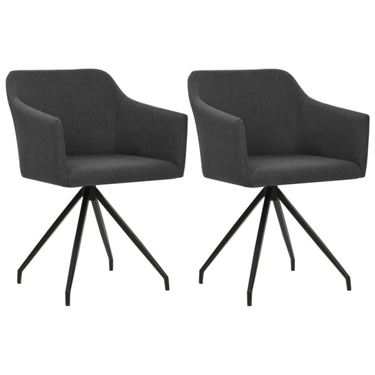 vidaXL Obrotowe krzesła stołowe, 2 szt., ciemnoszare, tkanina vidaXL