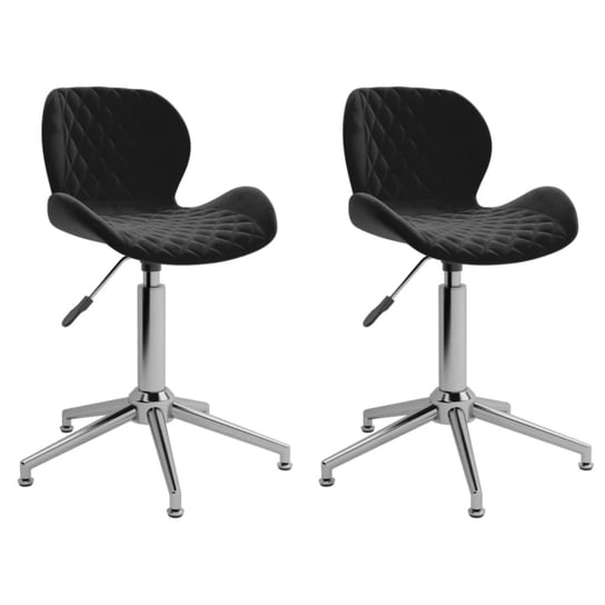vidaXL Obrotowe krzesła stołowe, 2 szt., czarne, obite aksamitem vidaXL