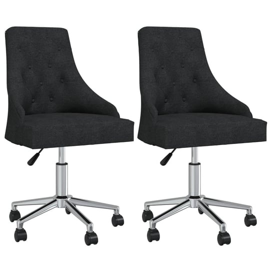 vidaXL Obrotowe krzesła stołowe, 2 szt., czarne, obite tkaniną vidaXL