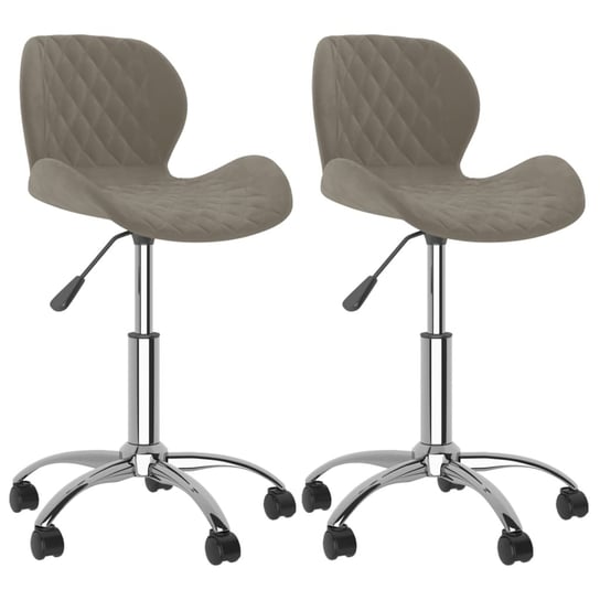vidaXL Obrotowe krzesła stołowe, 2 szt., jasnoszare, obite aksamitem vidaXL