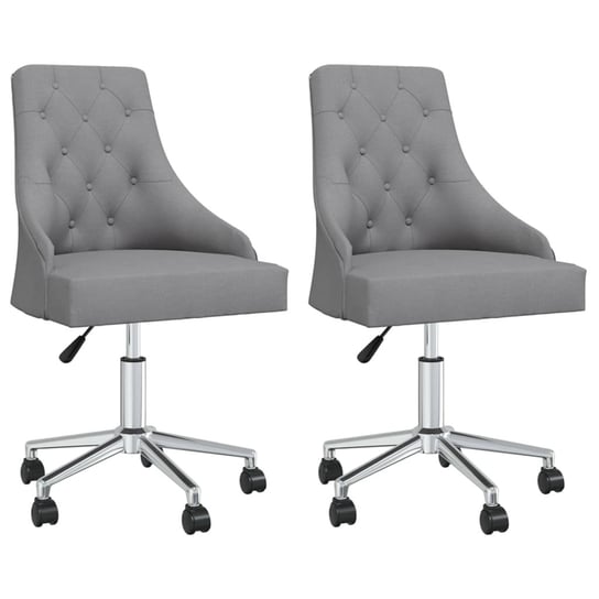 vidaXL Obrotowe krzesła stołowe, 2 szt., jasnoszare, obite tkaniną vidaXL