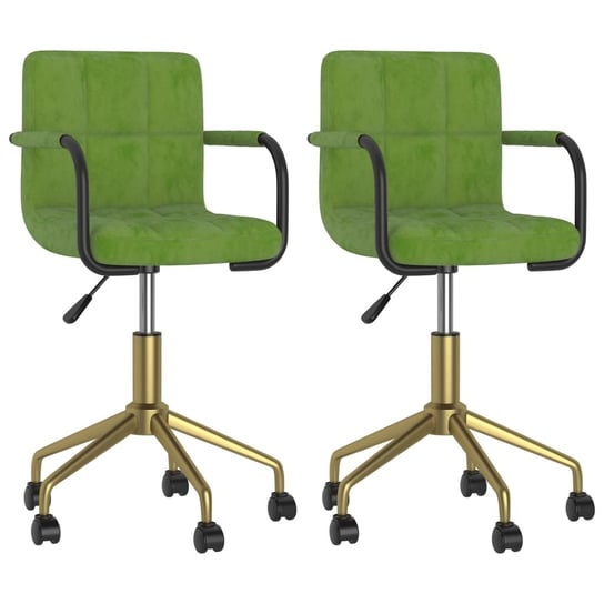 vidaXL Obrotowe krzesła stołowe, 2 szt., jasnozielone, aksamitne vidaXL