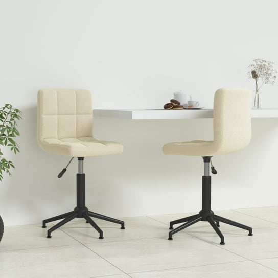 vidaXL Obrotowe krzesła stołowe, 2 szt., kremowe, aksamitne vidaXL