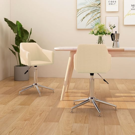 vidaXL Obrotowe krzesła stołowe, 2 szt., kremowe, obite tkaniną vidaXL