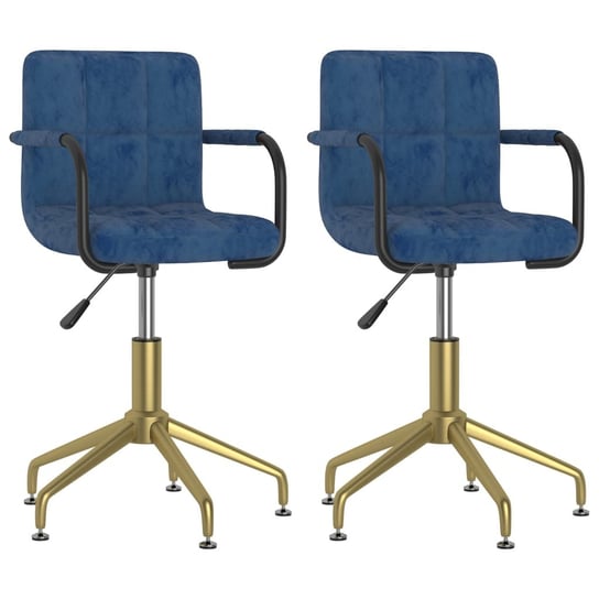 vidaXL Obrotowe krzesła stołowe, 2 szt., niebieskie, obite aksamitem vidaXL