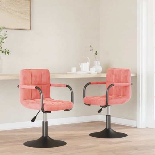 vidaXL Obrotowe krzesła stołowe, 2 szt., różowe, aksamitne vidaXL