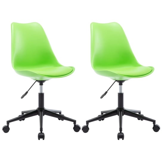 vidaXL Obrotowe krzesła stołowe, 2 szt., zielone, sztuczna skóra vidaXL