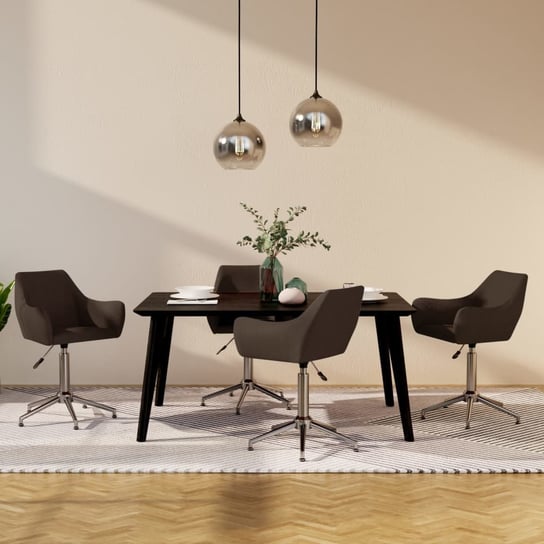 vidaXL Obrotowe krzesła stołowe, 4 szt., brązowe, obite tkaniną vidaXL