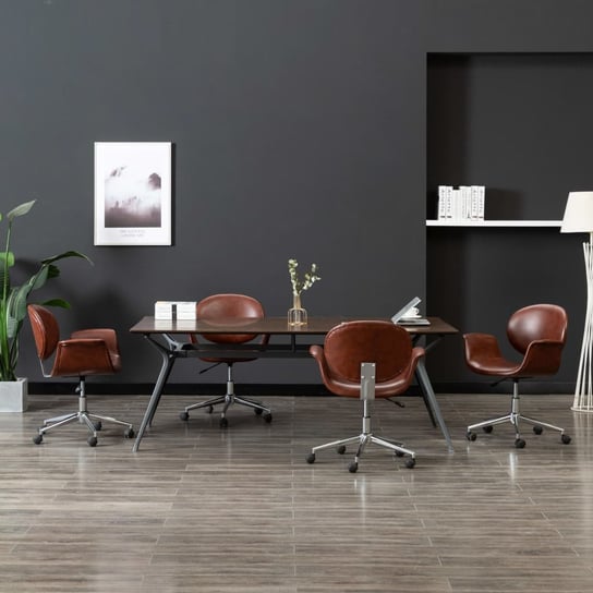 vidaXL Obrotowe krzesła stołowe, 4 szt., brązowe, sztuczna skóra vidaXL