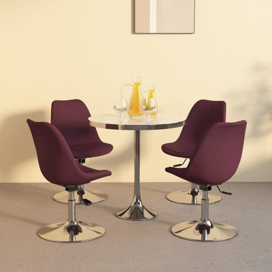 vidaXL Obrotowe krzesła stołowe, 4 szt., fioletowe, obite tkaniną vidaXL