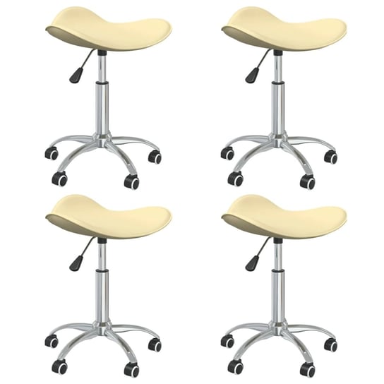 vidaXL Obrotowe krzesła stołowe, 4 szt., kremowe, sztuczna skóra vidaXL