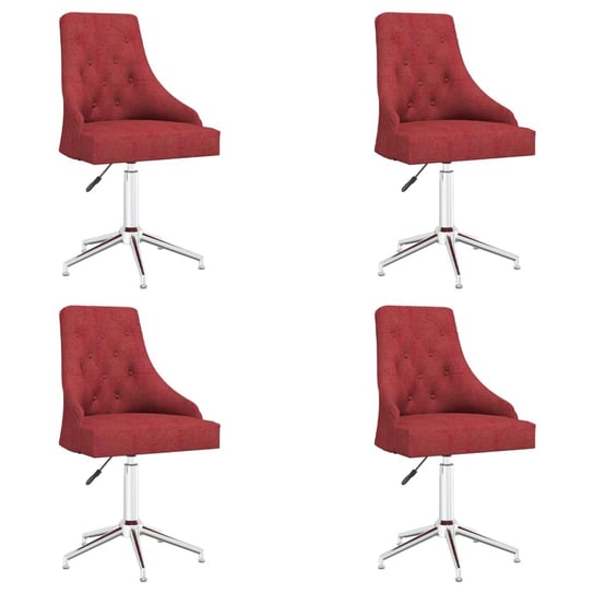 vidaXL Obrotowe krzesła stołowe, 4 szt., winna czerwień, obite tkaniną vidaXL