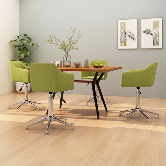 vidaXL Obrotowe krzesła stołowe, 4 szt., zielone, obite tkaniną vidaXL