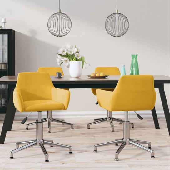 vidaXL Obrotowe krzesła stołowe, 4 szt., żółte, obite aksamitem vidaXL