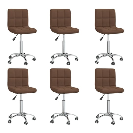 vidaXL Obrotowe krzesła stołowe, 6 szt., brązowe, tkanina vidaXL