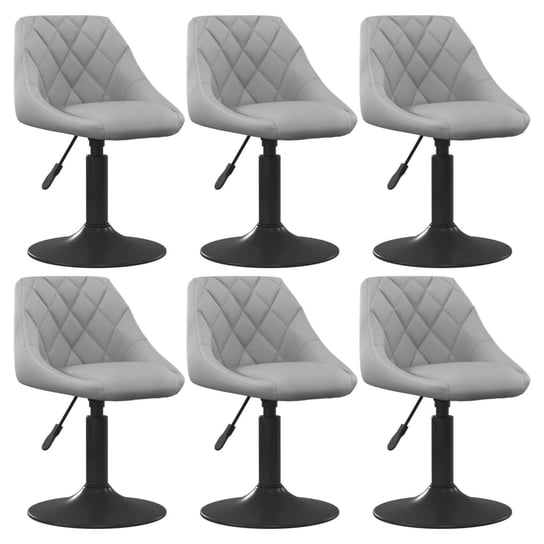 vidaXL Obrotowe krzesła stołowe, 6 szt., jasnoszare, obite aksamitem vidaXL